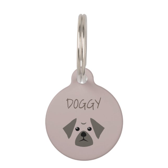Placa Para Mascotas Pug Cute Dog (Reverso)