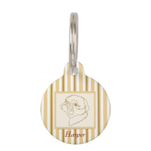 Placa Para Mascotas Pug de arte de línea personalizable