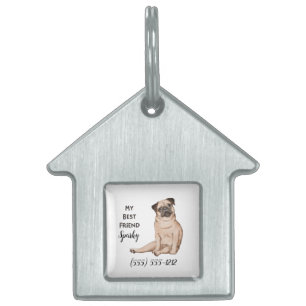 Placa Para Mascotas Pug Dog Mi mejor amigo Personalizado Dog House Nom