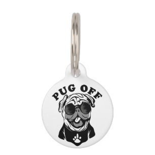 Placa Para Mascotas Pug Off Humor de Pun Divertido para Amantes de P