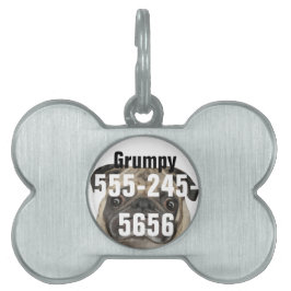 Placa Para Mascotas Puggy Grumpy Personalizado