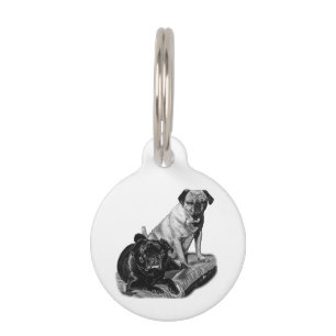 Placa Para Mascotas Pugs de Identidad, Aspecto Sombrado