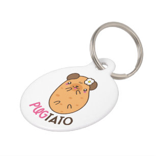 Placa Para Mascotas Pugtato divertido