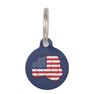 Placa Para Mascotas Puño de bandera estadounidense