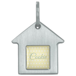 Placa Para Mascotas Puntos de Poka amarillos