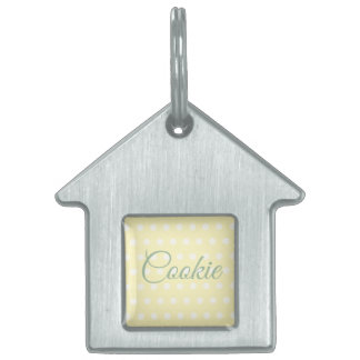 Placa Para Mascotas Puntos de Poka amarillos