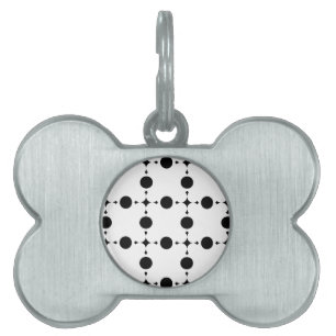 Placa Para Mascotas Puntos de Polka Negro, Patrón de Punto de Polka, P