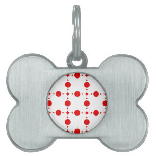 Placa Para Mascotas Puntos de Polka Rojo, Patrón de Punto de Polka, Pu