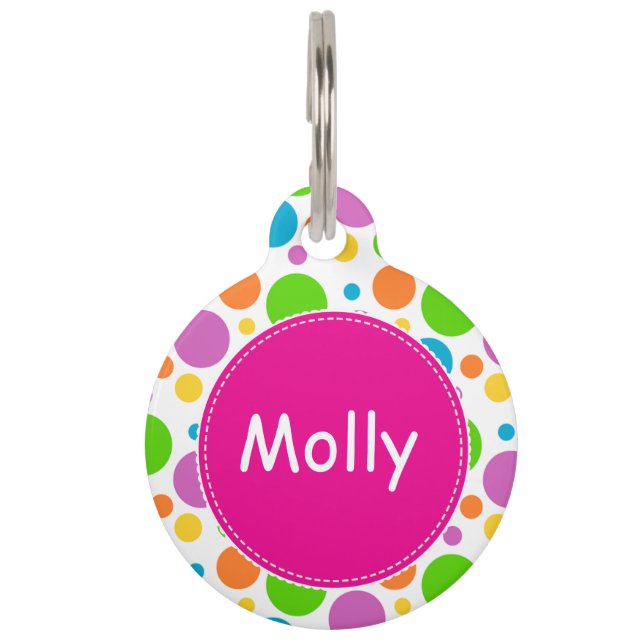 Placa Para Mascotas Puntos del arco iris (Anverso)