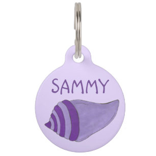 Placa Para Mascotas Purple Conch Sea Shell Seashell Beach Ocean