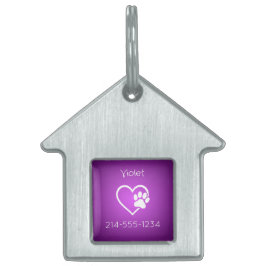 Placa Para Mascotas Purple Personalized Dog ID Tag Name & Phone