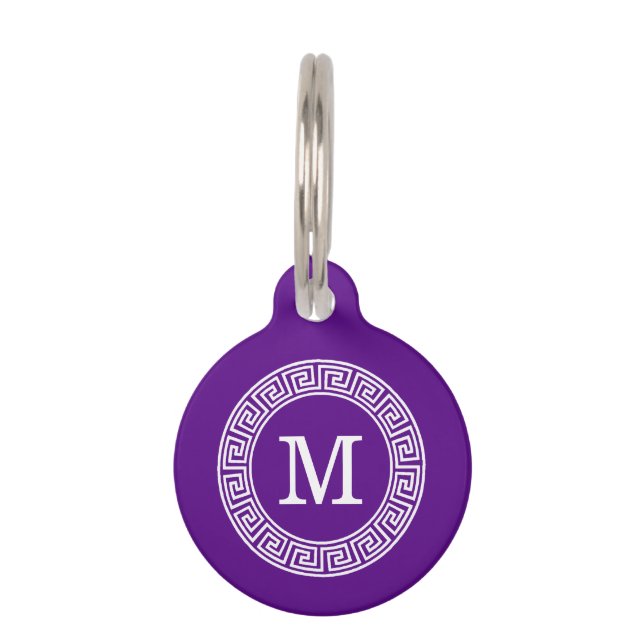Placa Para Mascotas Purple Whats Crónica Griega Marco De Rand Monogram (Anverso)