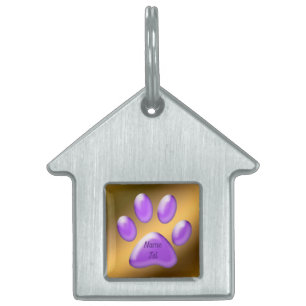 Placa Para Mascotas Púrpura dorado