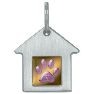 Placa Para Mascotas Púrpura dorado