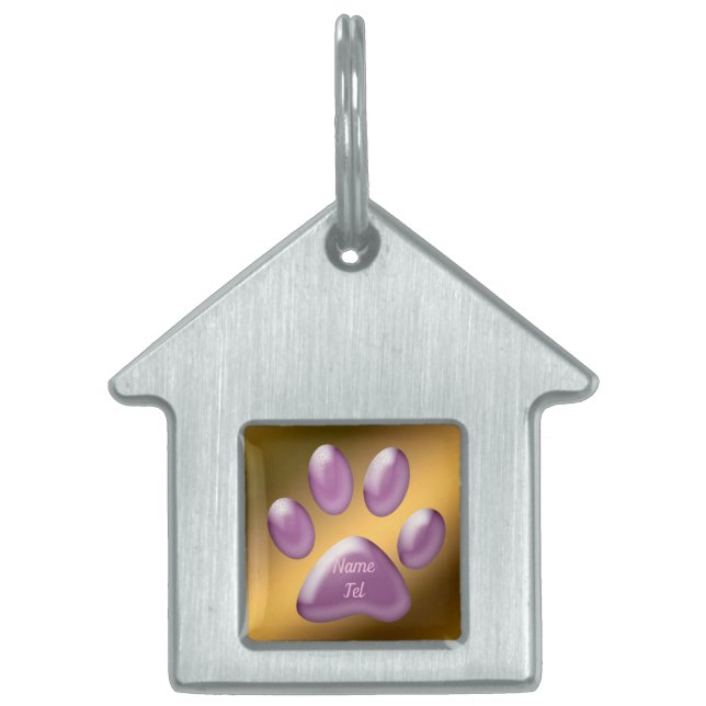 Placa Para Mascotas Púrpura dorado (Frente)
