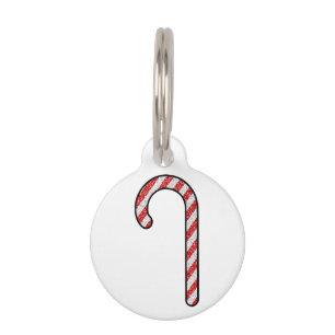 Placa Para Mascotas Purpurina Candy Cane