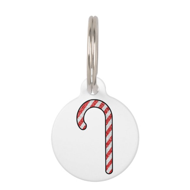 Placa Para Mascotas Purpurina Candy Cane (Anverso)