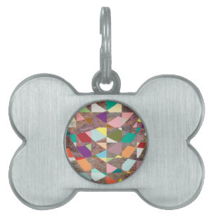 Placa Para Mascotas Purpurina de colores abstractos