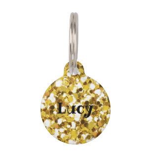 Placa Para Mascotas Purpurina de imitación de oro personalizado Perro