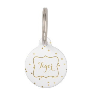 Placa Para Mascotas Purpurina de oro Confetti Dot Polka Nail Mascota E