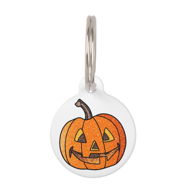 Placa Para Mascotas Purpurina Jack O'Lantern (Anverso)