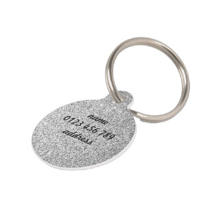 Placa Para Mascotas Purpurina plateado brillante blanco negro Personal