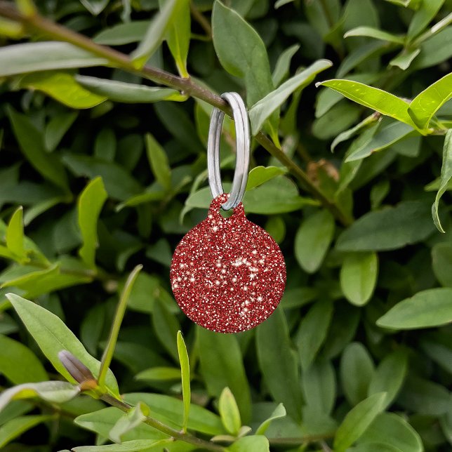 Placa Para Mascotas Purpurina Rojo Faux Textura Look & Mascota Info (Subido por el creador)