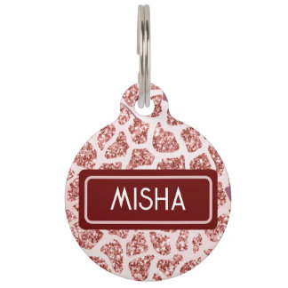 Placa Para Mascotas Purpurina rosa de moda Giraffe Imprimir etiqueta d