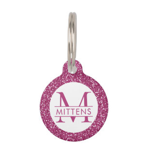Placa Para Mascotas Purpurina rosado rosado profundo Bonito rosado cru