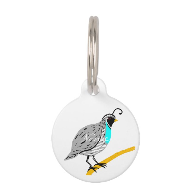 Placa Para Mascotas Quail Thunder_Cove de Bobwhite Blue (Anverso)
