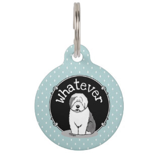 Placa Para Mascotas ¿Qué? Perro de oveja inglés viejo (gris 1) Gracios