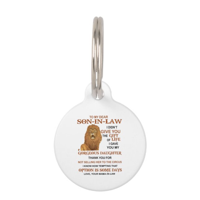 Placa Para Mascotas Querido yerno, no te di el regalo de la vida (Anverso)