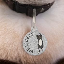 Placa Para Mascotas Quirky gato negro personalizado