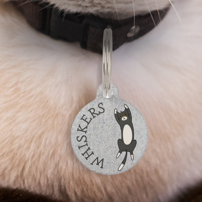 Placa Para Mascotas Quirky gato negro personalizado (Subido por el creador)
