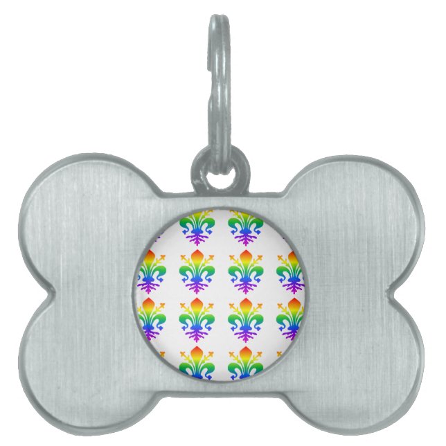 Placa Para Mascotas Rainbow Fleur-de-lis (Frente)