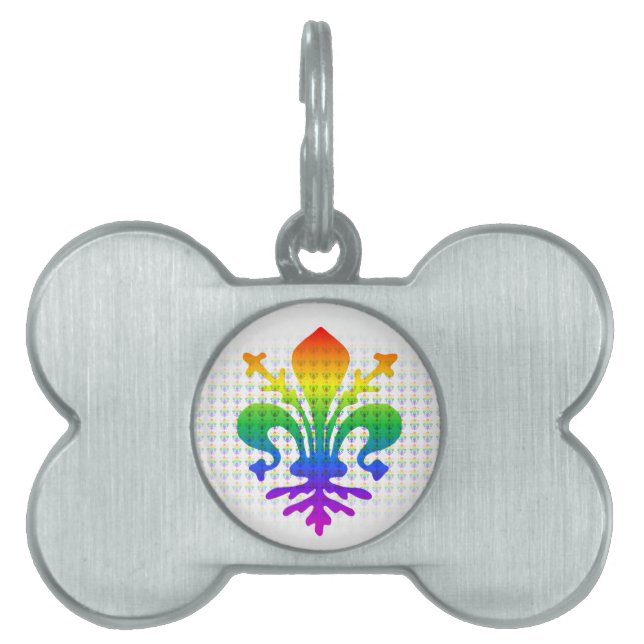 Placa Para Mascotas Rainbow Fleur-de-lis (Frente)