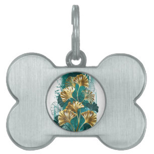 Placa Para Mascotas Rama con hojas doradas Ginko Biloba