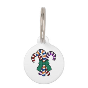 Placa Para Mascotas Ramo Candy Canes - cinta verde