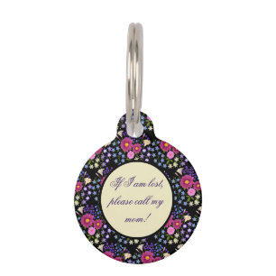 Placa Para Mascotas Ramo de flores con etiqueta de identificación de D