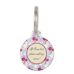Placa Para Mascotas Ramo de flores con etiqueta de identificación de d