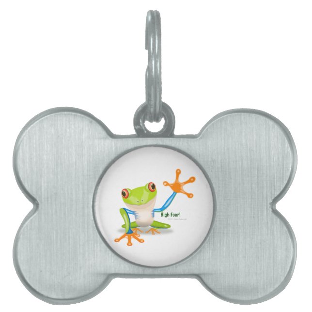 Placa Para Mascotas Rana Freddie "High Four" (Frente)