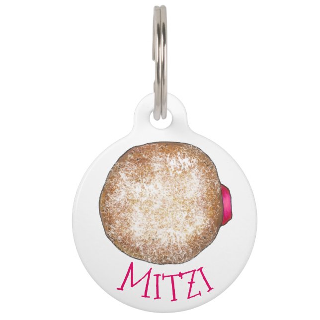 Placa Para Mascotas Raspberry Jelly Donut Doughnut Breakfast Foodie (Anverso)