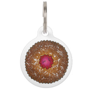Placa Para Mascotas Raspberry Linzer Torte Cookie Foodie Dog Pet Tag