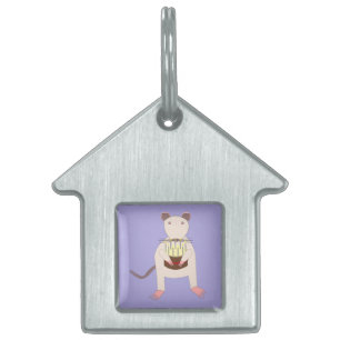 Placa Para Mascotas Rata siamesa con pastel de cumpleaños