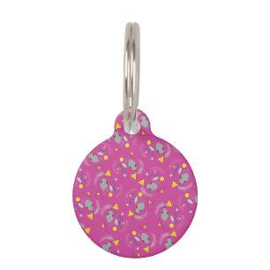 Placa Para Mascotas Rata y Queso Formas Tropicales Rosa  