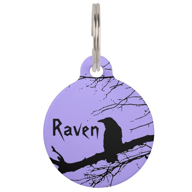 Placa Para Mascotas Raven en el árbol etiqueta de identificación de ma (Anverso)