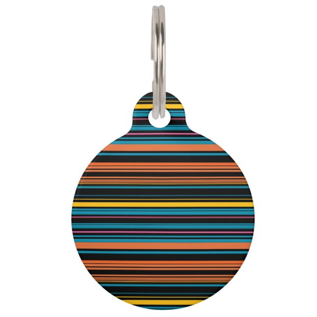 Placa Para Mascotas Rayas azules negras lindas (Anverso)