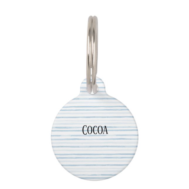 Placa Para Mascotas Rayas Blancas Azules   (Anverso)