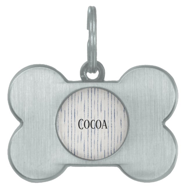 Placa Para Mascotas Rayas Blancas Azules (Frente)
