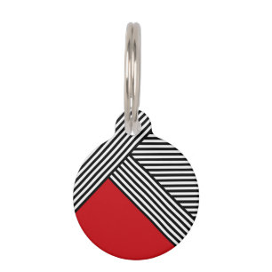 Placa Para Mascotas Rayas blancas y negras con triángulo rojo